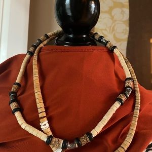 Vintage Hand-Crafted Wood and Cork Beaded Necklaces (2) 17/18 inch